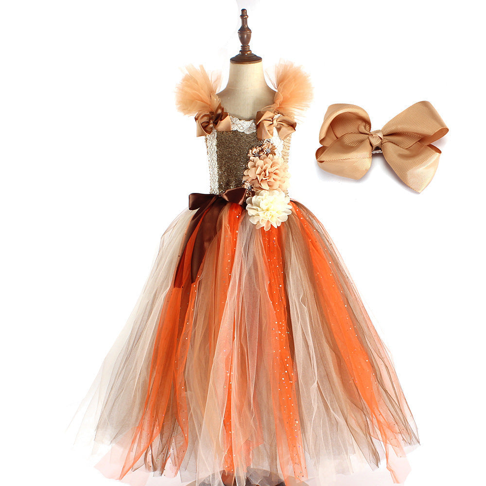 Girls' Flower Party Festival Princess Mesh Dress - Cindi Book