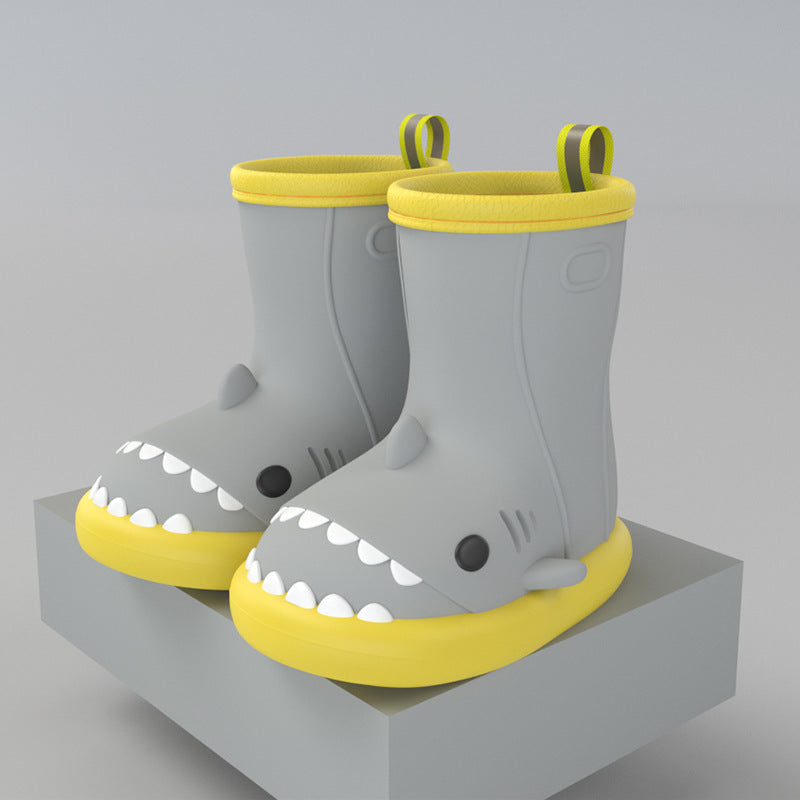 Children Boys Girls Cute Cartoon Waterproof Shoes Safety Rubber Shark Slippers Kids Rain Boots - Cindi Book