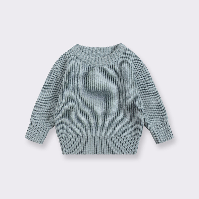 Simple Solid Color Girls' Round Neck Base Knitwear - Cindi Book