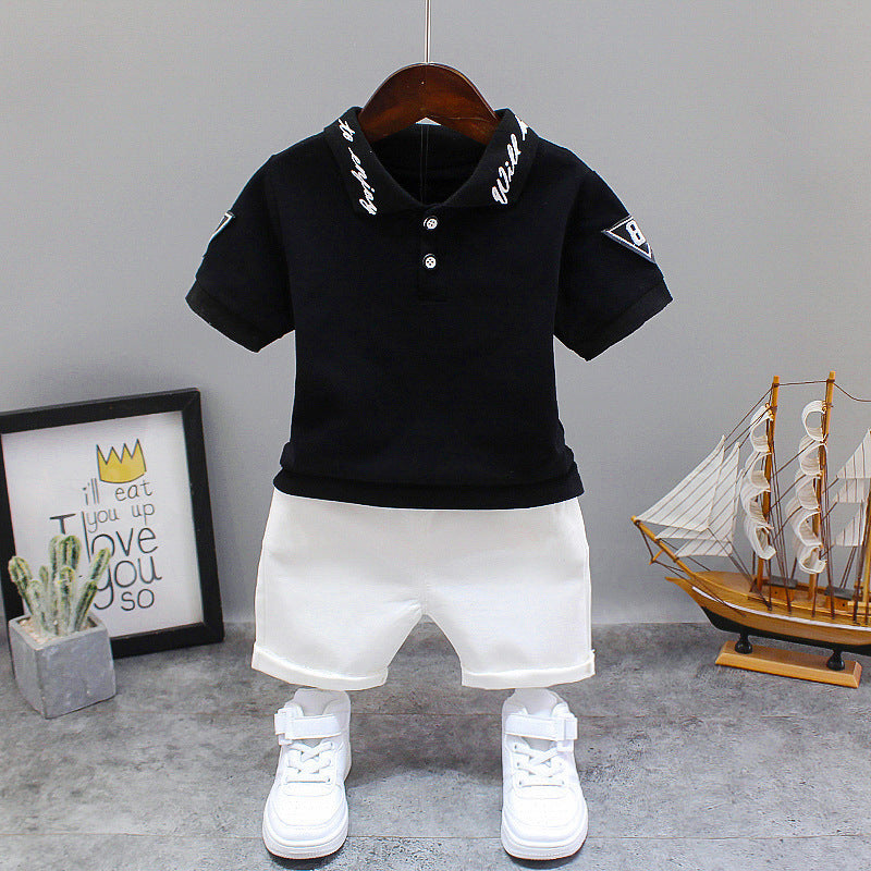 Summer Letter Lapel Short Sleeve Two-piece Suit - Cindi Book
