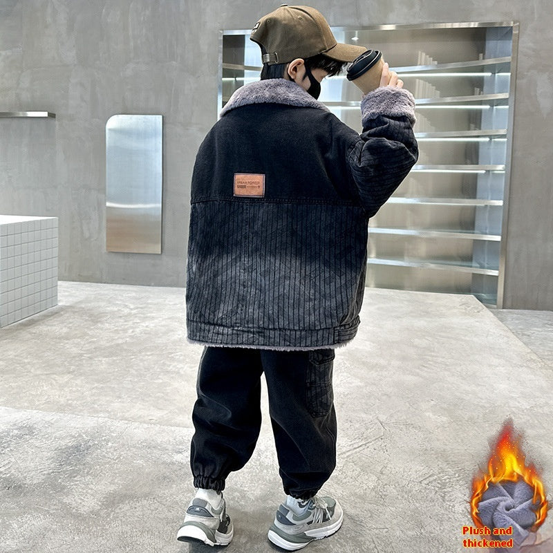 Autumn And Winter Boys Thickened Two-piece Suit - Cindi Book