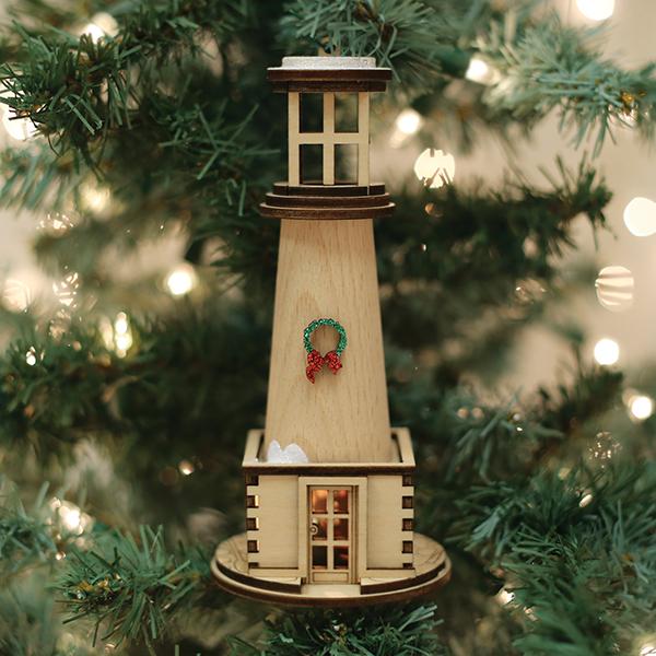 Old World Christmas Holiday Lighthouse Ornament - hand-blown glass Christmas tree ornament