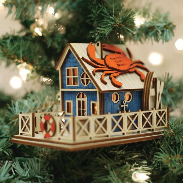 Old World Christmas Crab Shack Ornament - hand-blown glass Christmas tree ornament