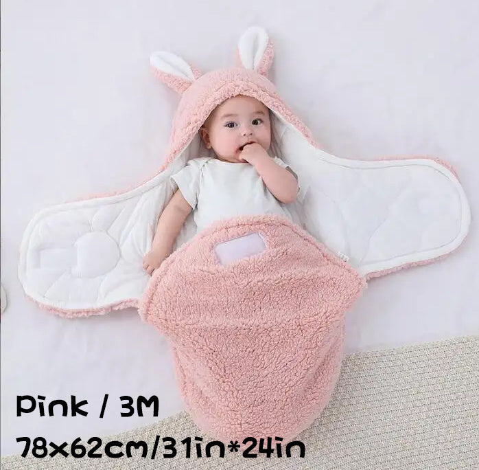 Super Soft Baby Sleeping Bag Fluffy Fleece Newborn Blanket Swaddle Blankets, Unisex Baby Wrap For Newborn Baby Boys Girls With Head-Protecting & Head-Supporting Function, Wearable Swaddle Sleep Sack - Cindi Book