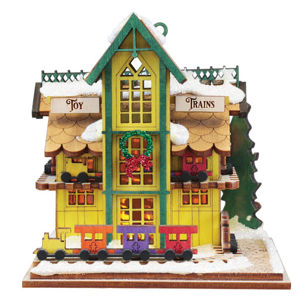 Old World Christmas Toy Train Shop Ornament - hand-blown glass Christmas tree ornament (view 2)