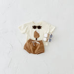 Girls' Casual Round Neck Cotton Ice Cream Patch Short Sleeve Shorts Suit - Cindi Book