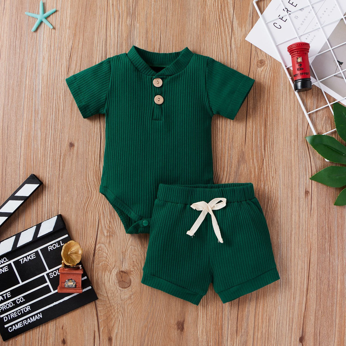 Children's Clothing Baby Bodysuit Casual Adjustable Short-sleeved Top And Shorts Suit - Cindi Book