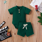 Children's Clothing Baby Bodysuit Casual Adjustable Short-sleeved Top And Shorts Suit - Cindi Book