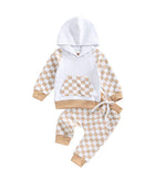 Casual Boys' Plaid Patchwork Hoodie Trousers Suit - Cindi Book