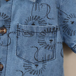 Boy Lion Printing Denim Jumpsuit - Cindi Book