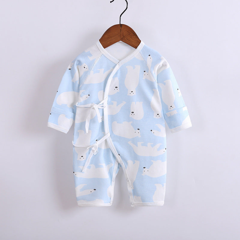 Baby's Cotton Long-sleeved Lace-up Butterfly Jumpsuit - Cindi Book