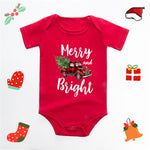 Christmas Deer English Letters Printed Red Triangle Rompers - Cindi Book