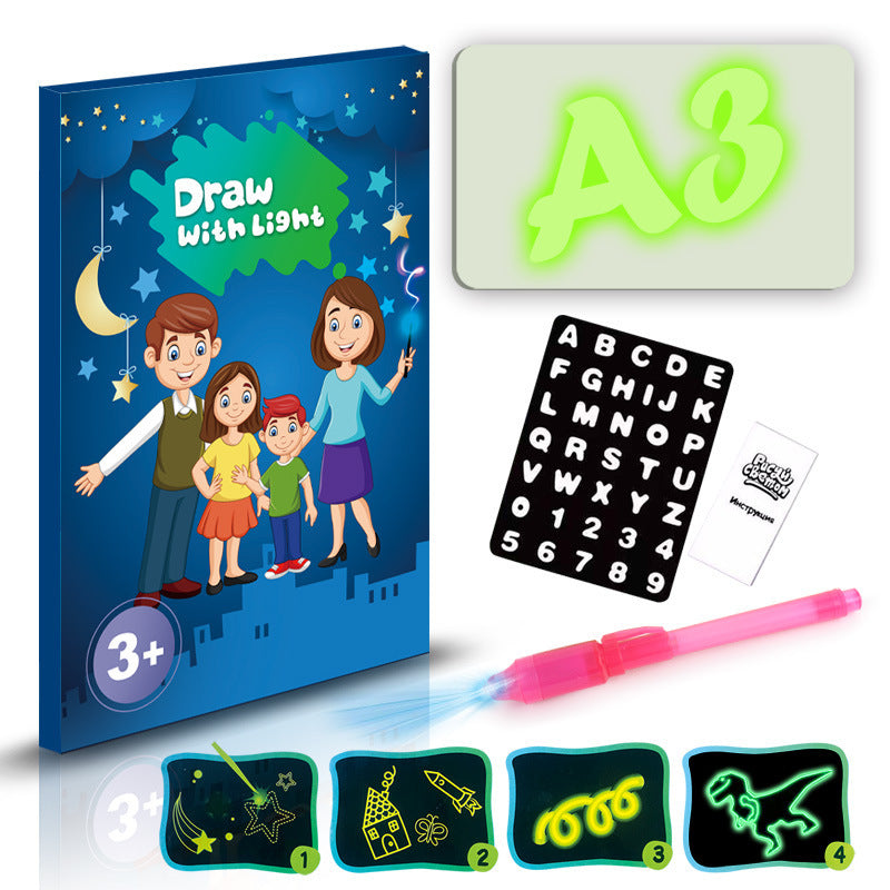Educational Toy Drawing Pad 3D Magic 8 Light Effects Puzzle Board Sketchpad - Cindi Book