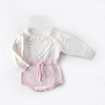 Baby Infant Handmade Love Sweater Knitted Wool Long Sleeve Bodysuit - Cindi Book