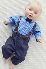 European and American boys gentleman suit, children's plaid shirt bib suit - Cindi Book