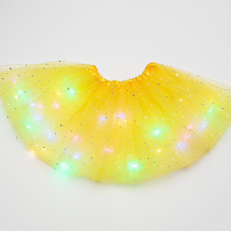 Magical & Luminous  LED Princess Halloween Tutu Skirt Sequins Shiny Skirt - Cindi Book