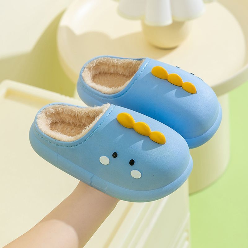Children's Winter Fleece Lined Thermal Soft Bottom Waterproof Non Slip Outdoor Cotton Slippers - Cindi Book