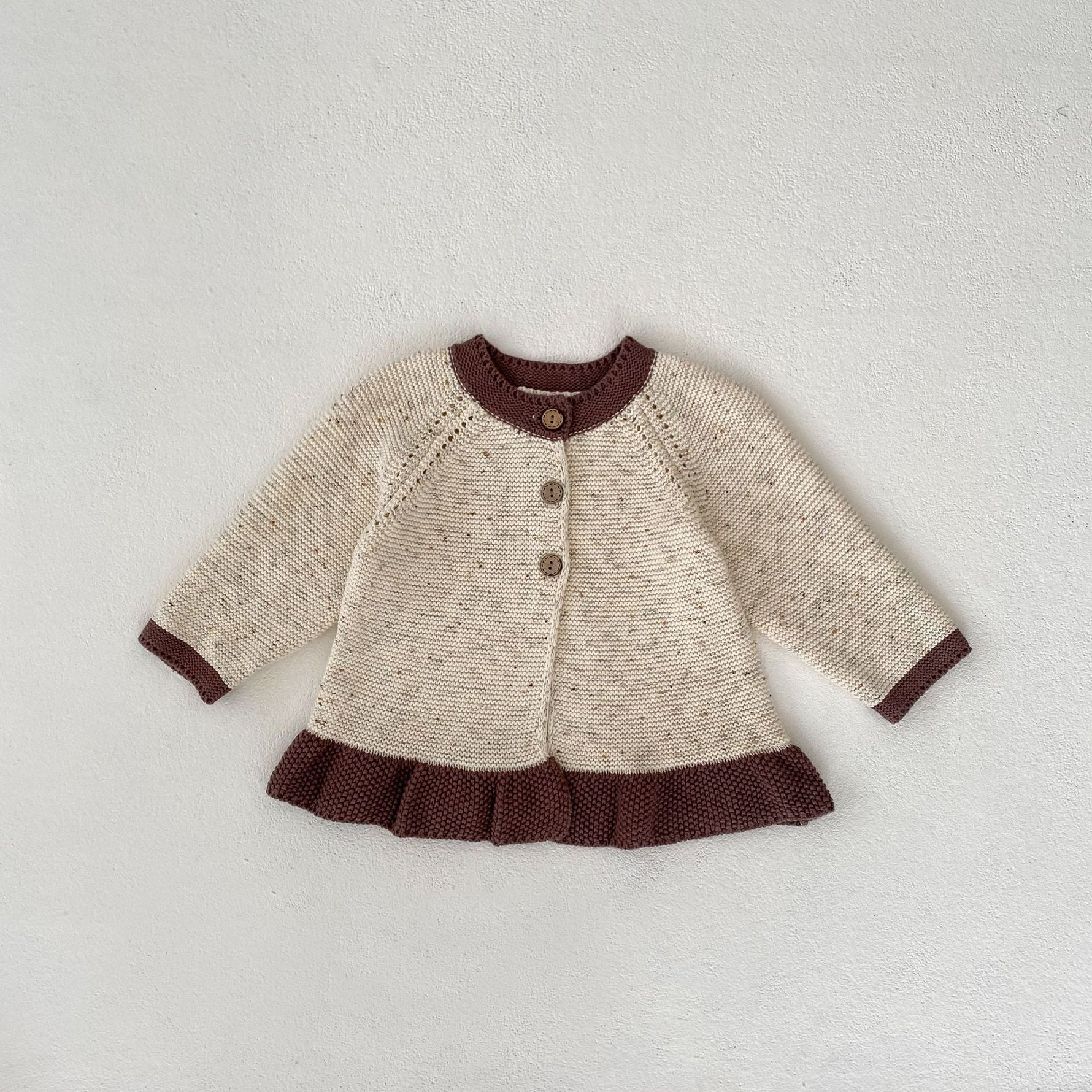 Baby Dot Yarn Ruffled Knitted Cardigan Coat Knitted Bell-bottom Pants - Cindi Book