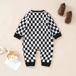 Ins New Chessboard Baby One-piece Garment Thousand Bird Pattern Knitting - Cindi Book