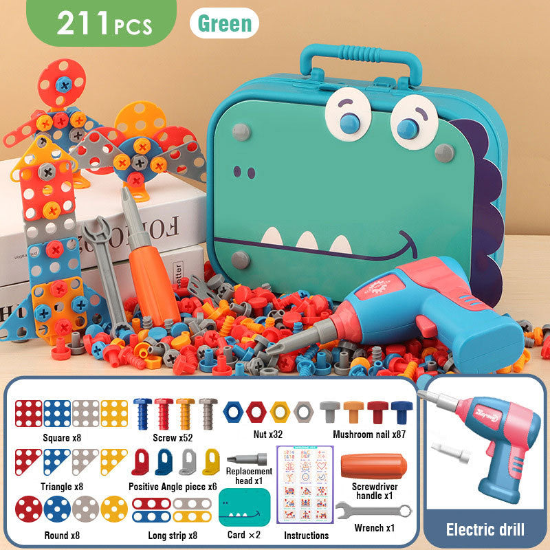 Electric Screw Screwdriver Toolbox Children's Toy Educational Detachable Assembly Screwdriver Electric Drill Set - Cindi Book