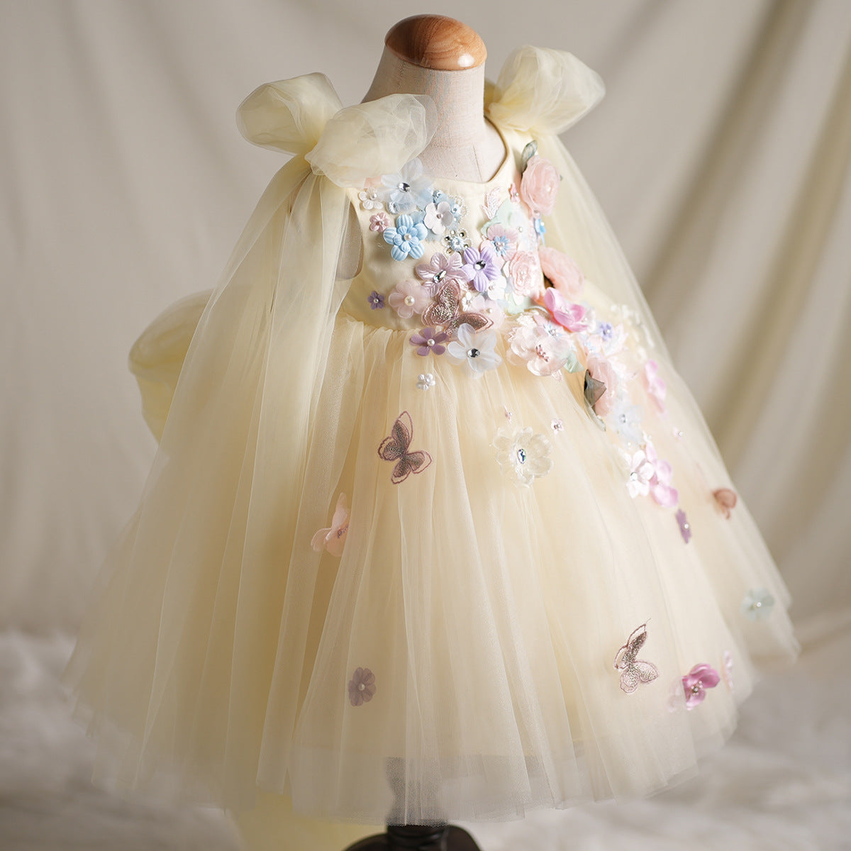 Girls' Applique Dress Children Bow Children's Mesh Sleeveless Premium Tulle Tutu Super Fairy - Cindi Book