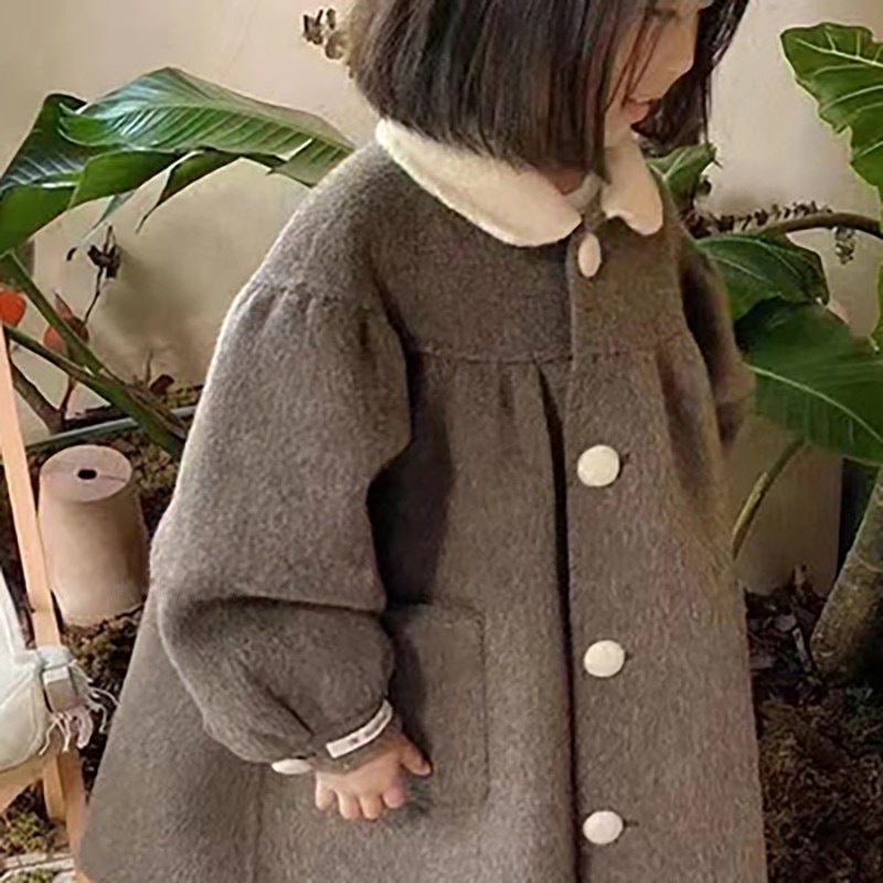 Doll Collar Mid-length Girls' Woolen Winter Winter New Coat - Cindi Book
