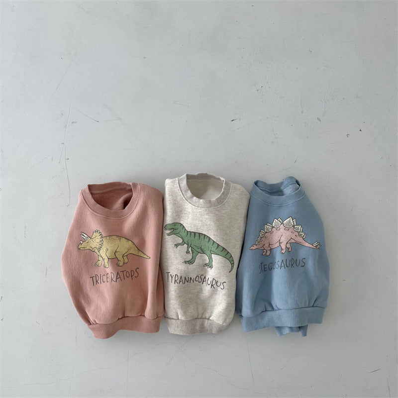New Children's Cute Dinosaur Fleece Soft Pullover Sweater - Cindi Book