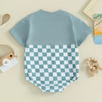 Baby Summer Jumpsuit Waffle Patchwork Pocket Short Sleeve - Cindi Book