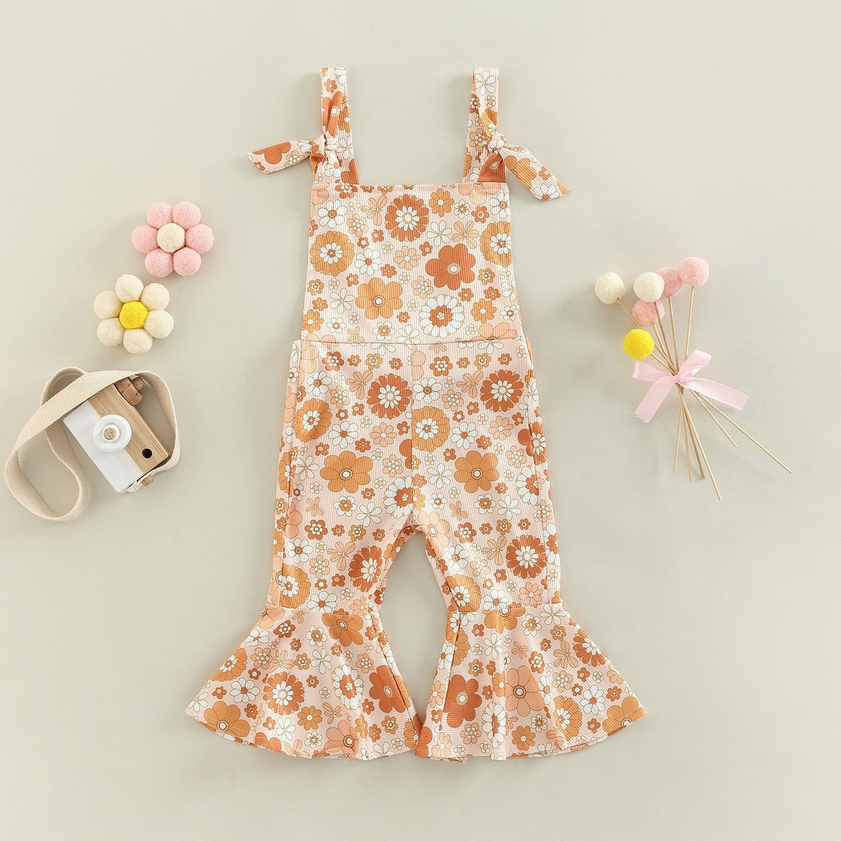 Girls' Floral Print Bell-bottom Pants Jumpsuit - Cindi Book