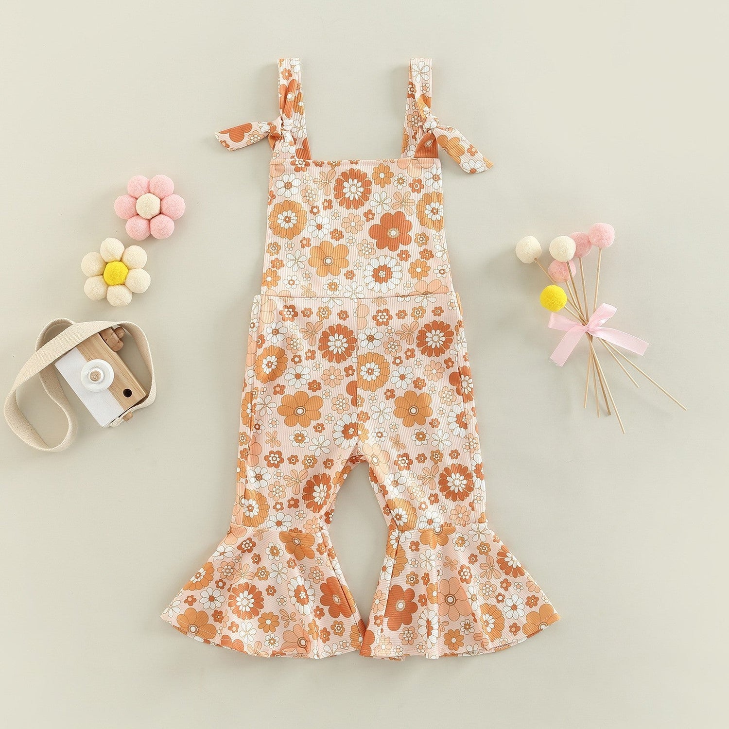 Girls' Floral Print Bell-bottom Pants Jumpsuit - Cindi Book