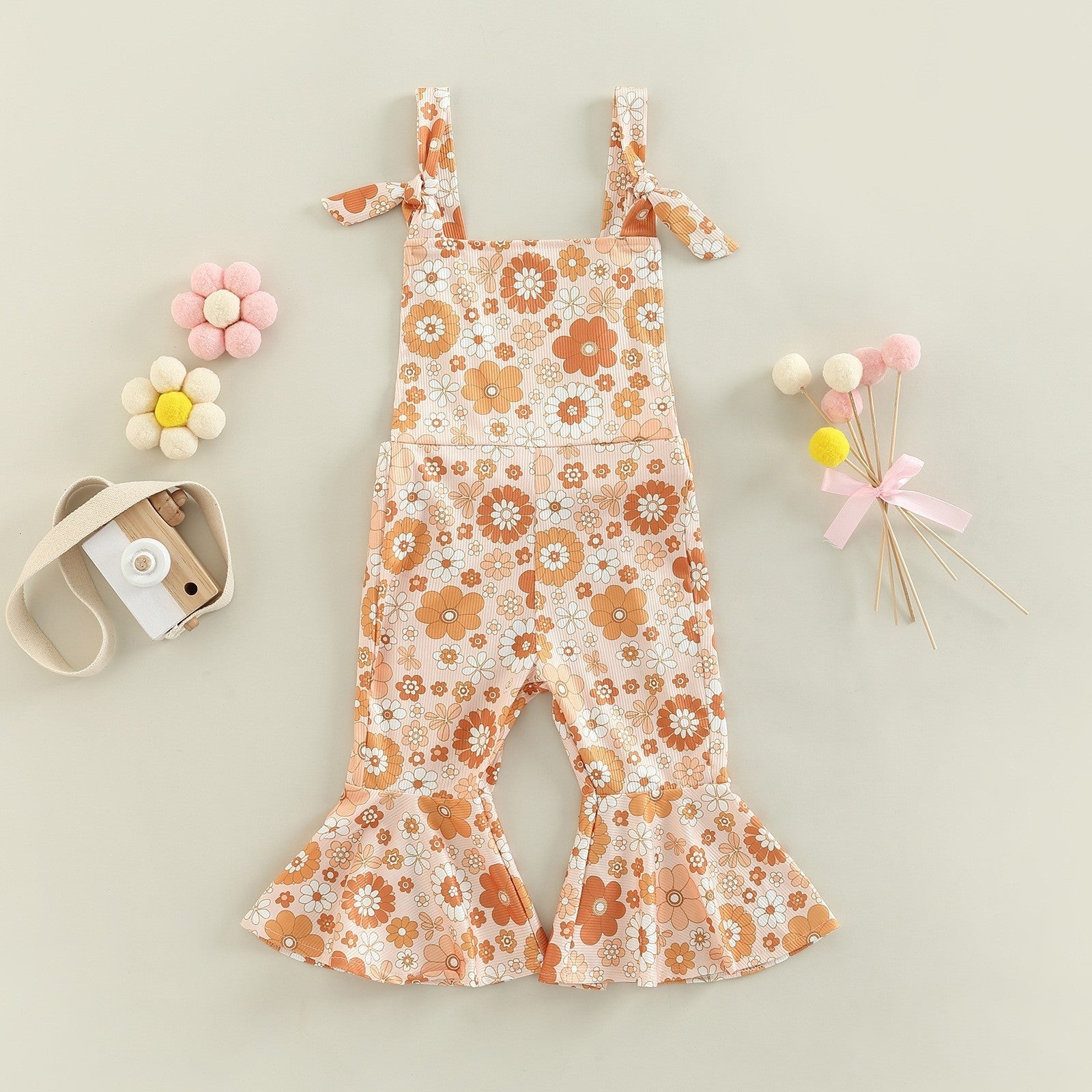 Girls' Floral Print Bell-bottom Pants Jumpsuit - Cindi Book