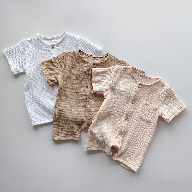 Fashion Casual Infant Summer Short Sleeve Rompers