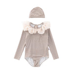Long Sleeve One-piece Flower Collar Swimsuit For Girls - Cindi Book