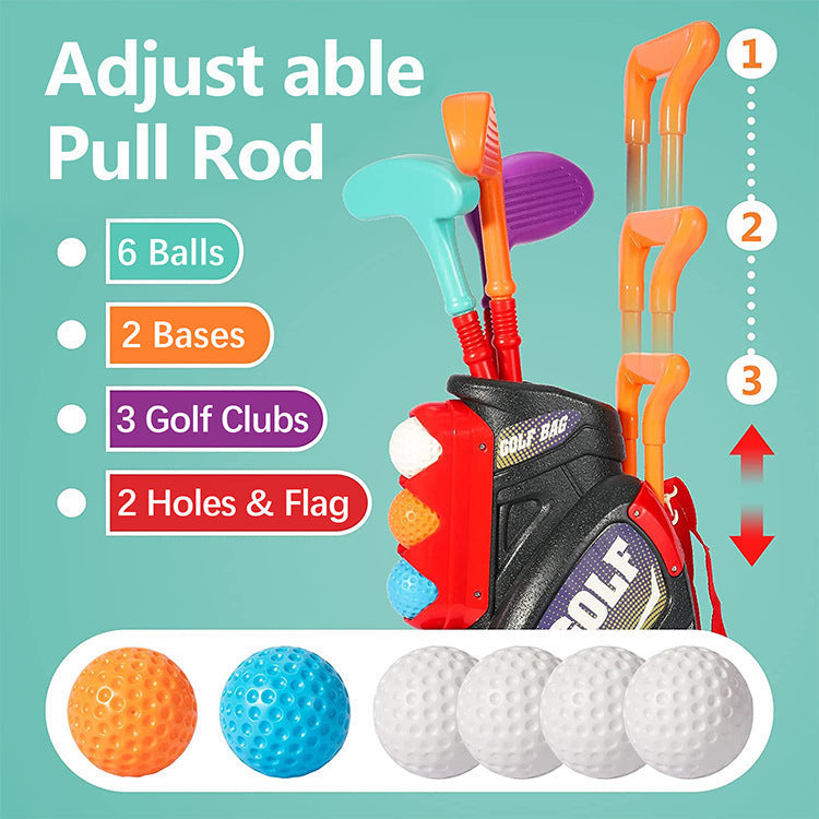 Children's Trolley Box Golf Toy Club Suit Educational Indoor Outdoor Sports Game - Cindi Book