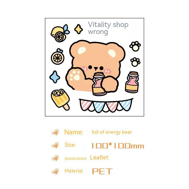 Cute Bear Clear Water Cup Stickers Children's Cartoon Korean Journal Material Mobile Phone Cup Decoration - Cindi Book