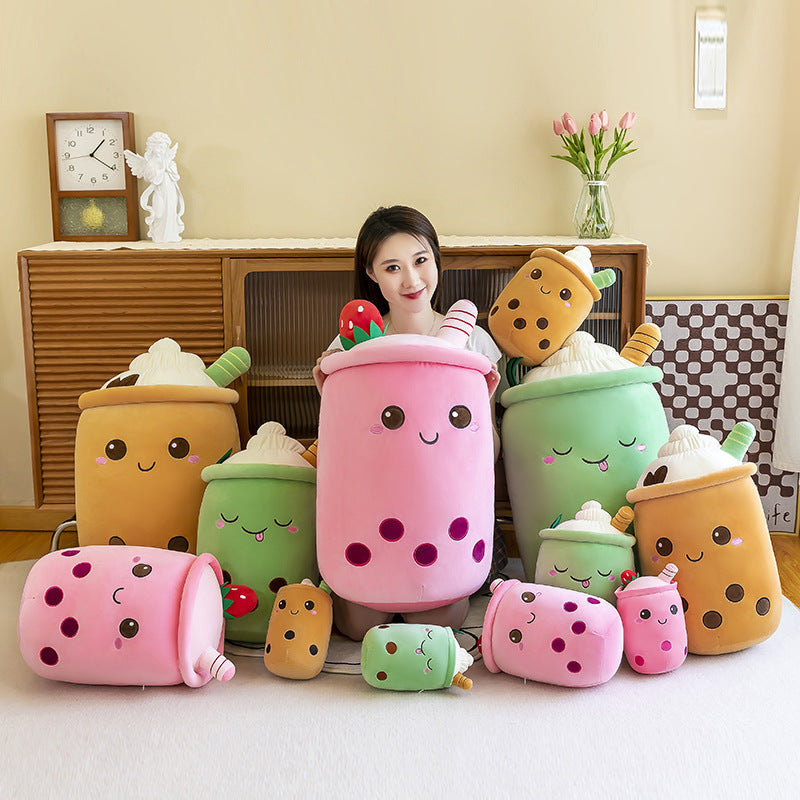 Fruit Milky Tea Cup Pillow Plush Toy Leather Phone Case - Cindi Book