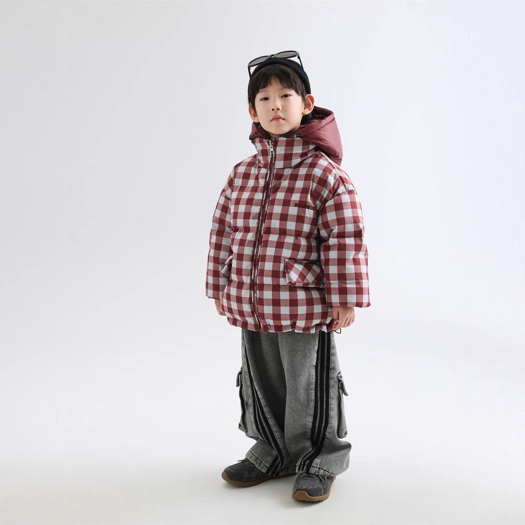 Children's Winter Warm Coat Two-sided Wear Thick Checks Tide - Cindi Book