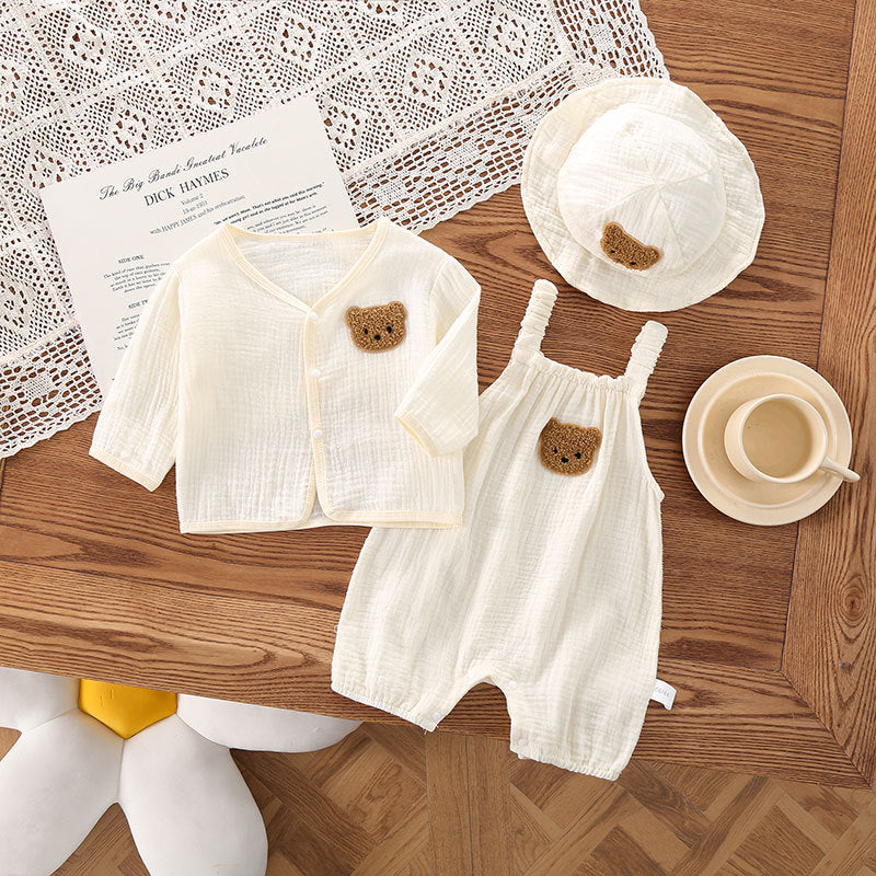 Baby Summer Wear Gauze Suspender Pants Thin Hooded - Cindi Book
