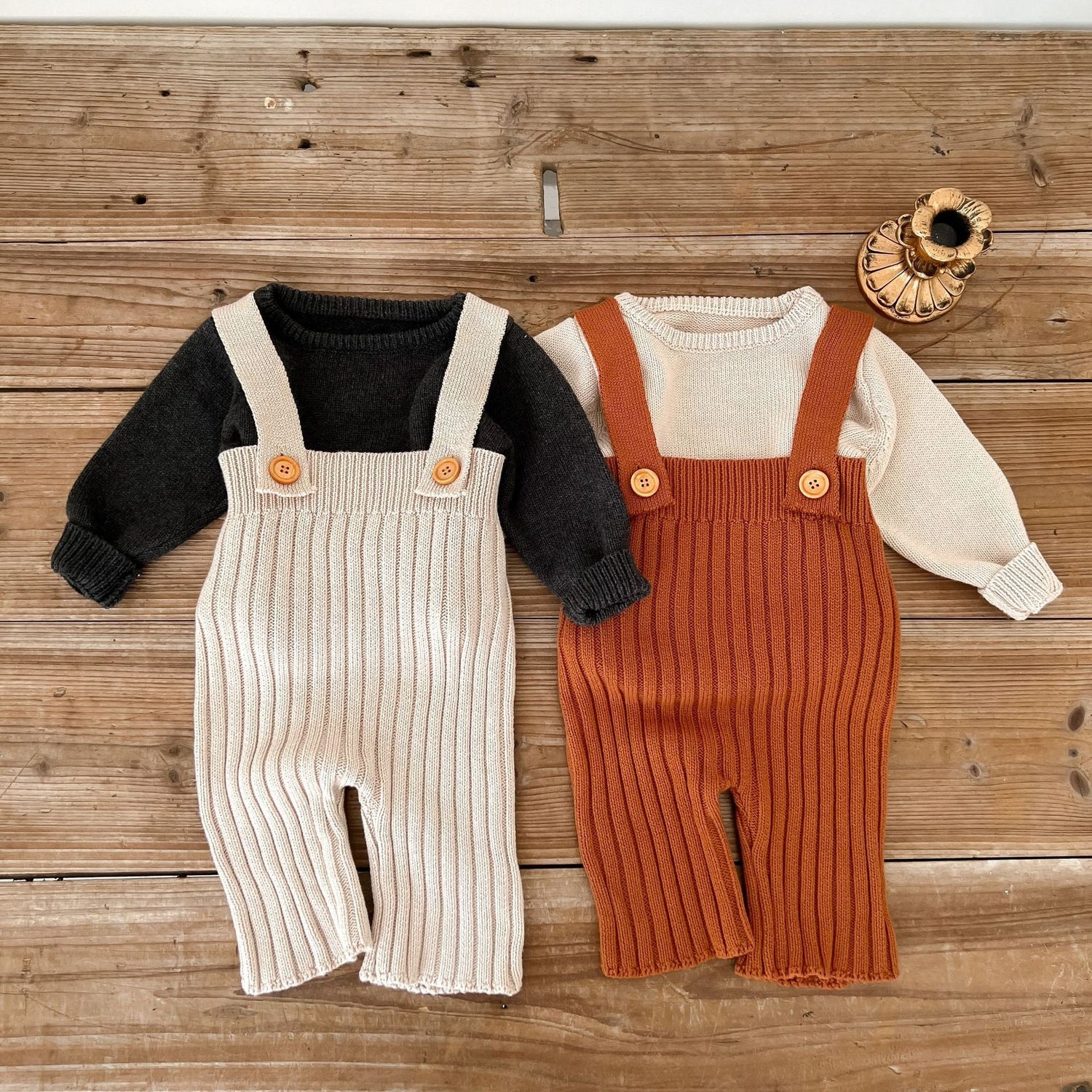 Infant Children's Knitting Suspender Wide Leg Pants with High Waist