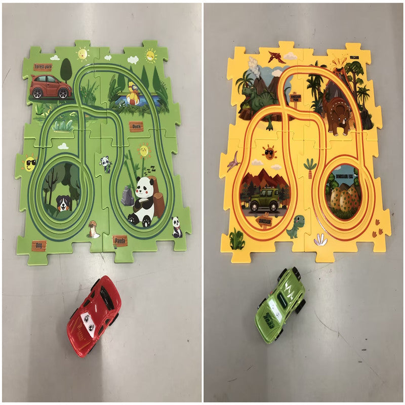 Children Puzzle Electric Railroad Speeder DIY Assembly Electric Car Automatic Rail City Scene Construction Education Toy Gift - Cindi Book