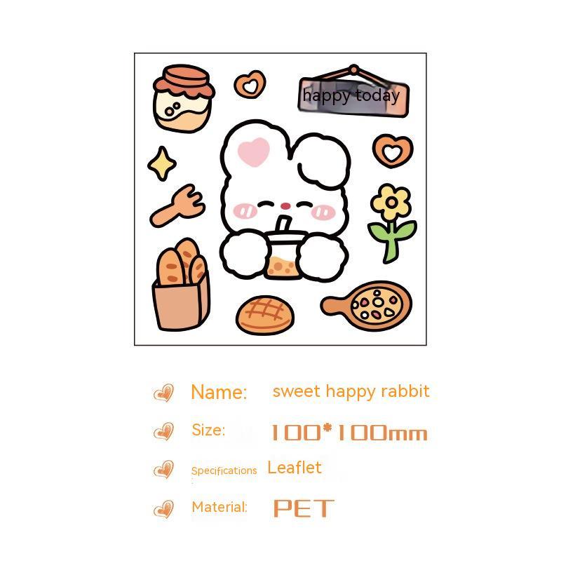 Cute Bear Clear Water Cup Stickers Children's Cartoon Korean Journal Material Mobile Phone Cup Decoration - Cindi Book