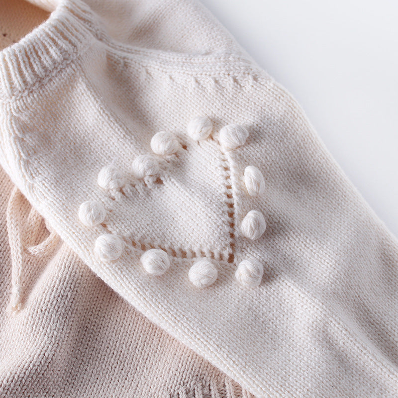 Baby Infant Handmade Love Sweater Knitted Wool Long Sleeve Bodysuit - Cindi Book