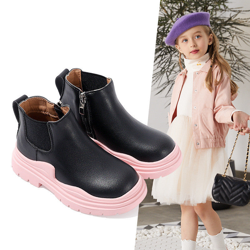 Children's Martin Boots Leather Autumn And Winter New Style - Cindi Book