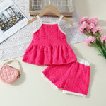Printed Suspender Top Solid Color Shorts Suit - Cindi Book