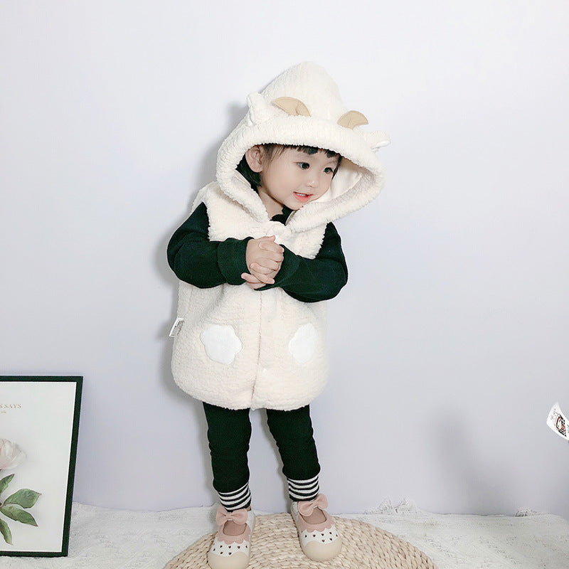 Children's Waistcoat Thickened Baby Girl Vest Waistcoat And Hooded Jacket To Keep Warm - Cindi Book
