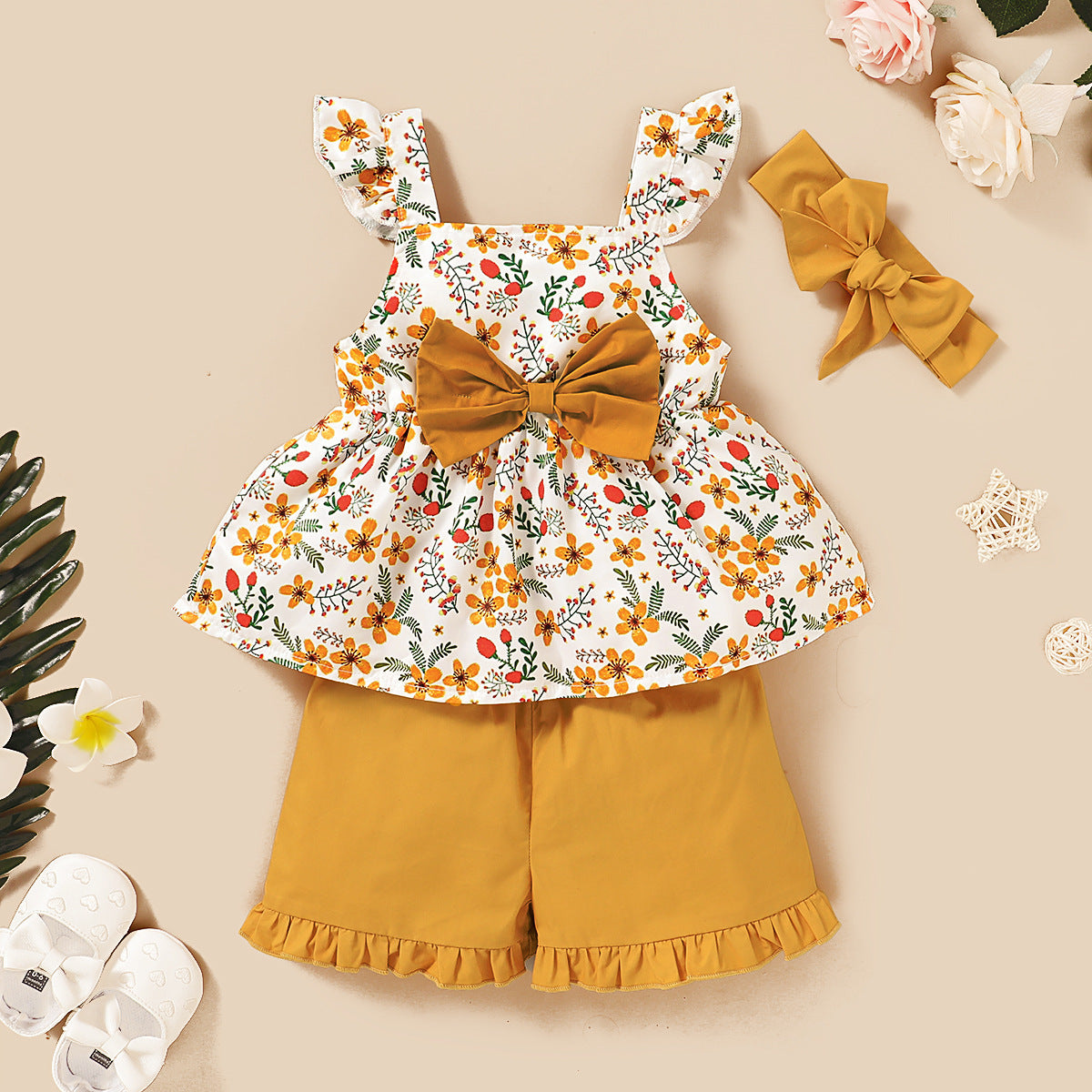 Solid Color Lace Shorts Hairband Set - Cindi Book