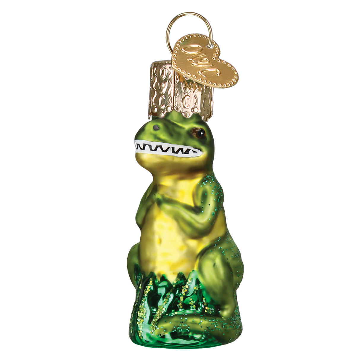 Old World Christmas Mini T-rex Ornament - hand-blown glass Christmas tree ornament (view 2)