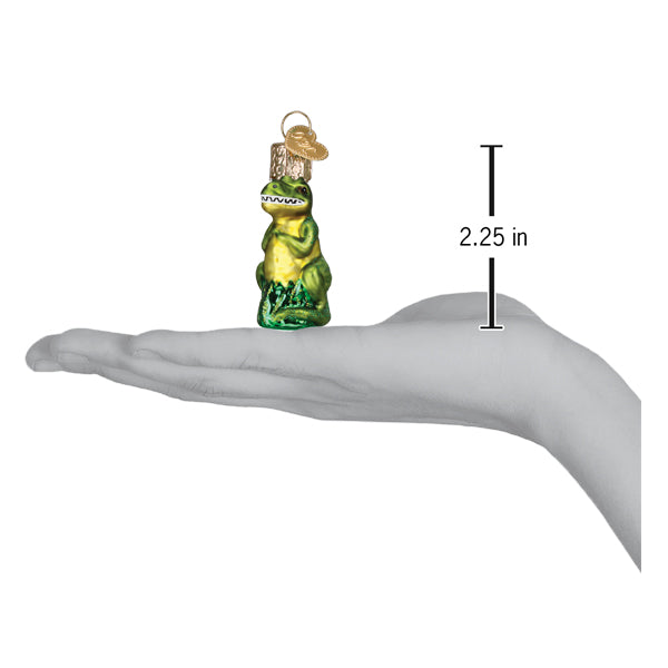 Old World Christmas Mini T-rex Ornament - hand-blown glass Christmas tree ornament (view 6)