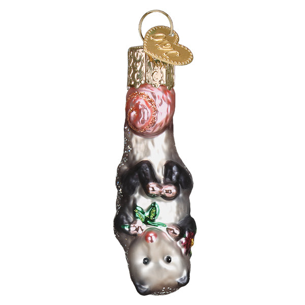 Old World Christmas Mini Opossum Ornament - hand-blown glass Christmas tree ornament (view 2)