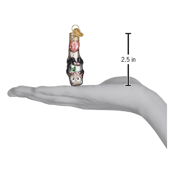 Old World Christmas Mini Opossum Ornament - hand-blown glass Christmas tree ornament (view 5)